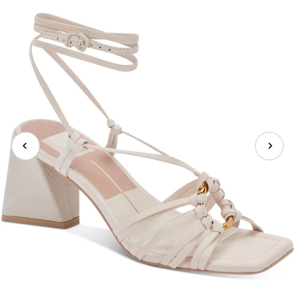 Elegant Cream Strappy Block Heel Sandals